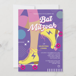 Retro-Einladung zur Roller-Skating-Bat-Mizwa Einladung