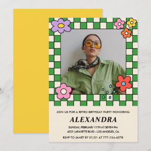 Retro-Einladungen zum 22. Geburtstag Groovy Flower Einladung