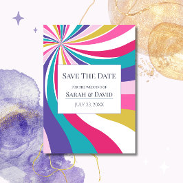 Retro Einzigartige Waves Save the Date rosa Einladung