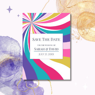 Retro Einzigartige Waves Save the Date rosa Einladung