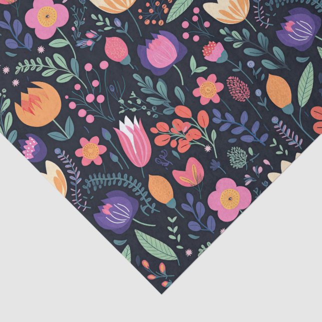 Retro Einzigartiger Fetter Boho-Stil Whimsical Blu Seidenpapier (Ausschnitt)