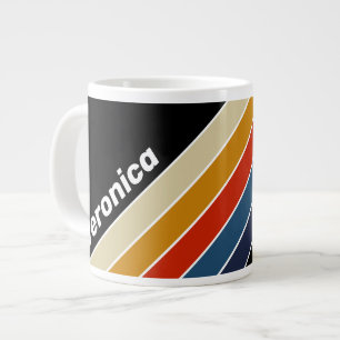 Retro-Eis-Regenbogen-Gestreift mit Namen Jumbo-Tasse