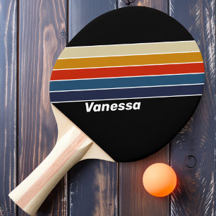 Retro-Eis-Regenbogen-Gestreift mit Namen Tischtennis Schläger