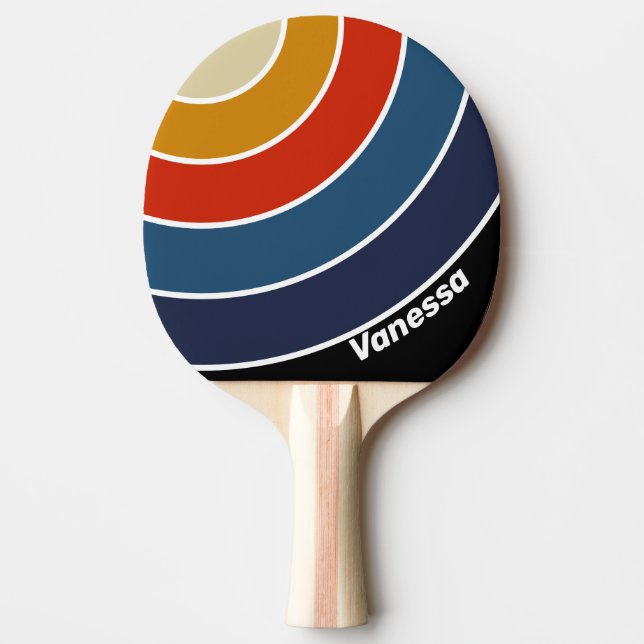 Retro-Eis-Regenbogen-Kreis-Streifen mit Namen Tischtennis Schläger (Vorderseite)