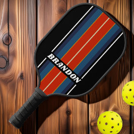Retro-Eis-Regenbogenbrett Streifen mit Namen Pickleball Schläger