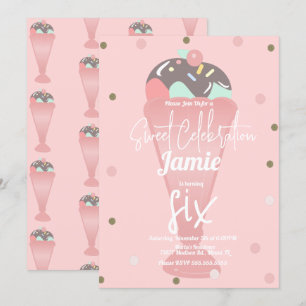 Retro-Eiscreme-Konfetti-Sundae-Kugel   Einladung