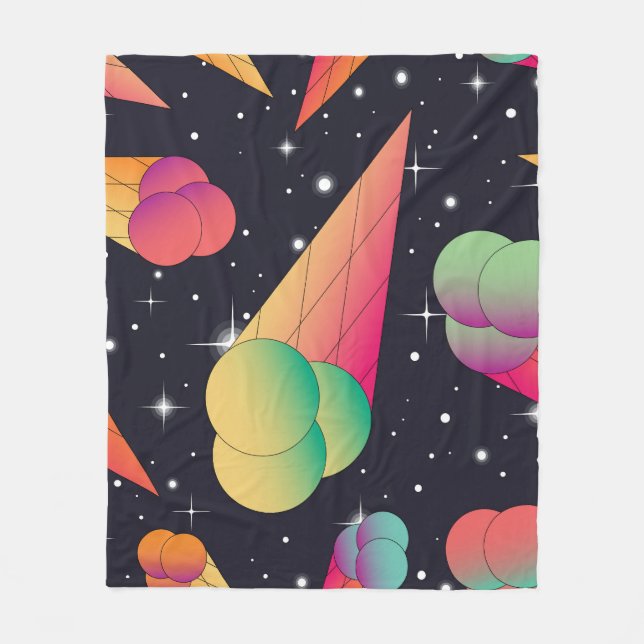 Retro-Eiscreme, kosmische Neon. Fleecedecke (Vorderseite)