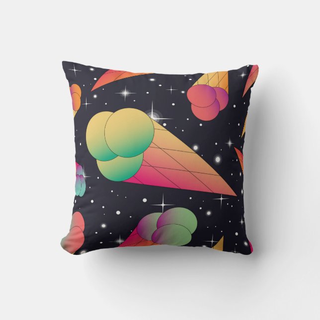 Retro-Eiscreme, kosmische Neon. Kissen (Vorderseite)