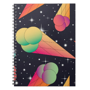 Retro-Eiscreme, kosmische Neon. Notizblock