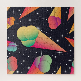 Retro-Eiscreme, kosmische Neon. Puzzle