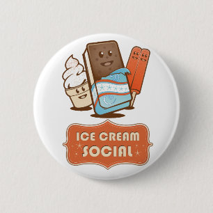 Retro Eiscreme-soziales Button