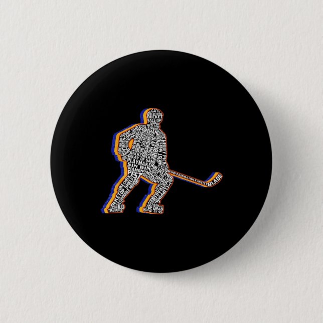 Retro-Eishockeyspieler für Männer, Kinder, Jungen, Button (Vorderseite)