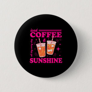 Retro Eiskaffee & Sonnenschein lustiger Sommer Button