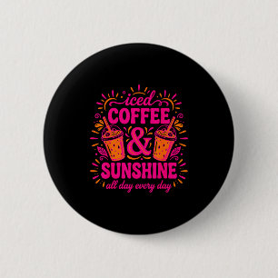 Retro Eiskaffee & Sonnenschein lustiger Sommer Button