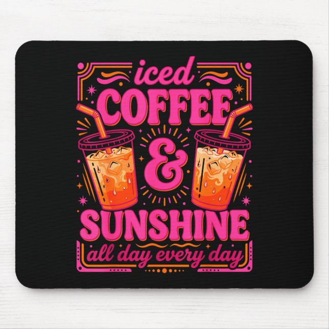 Retro-Eiskaffee & Sonnenschein lustiger Sommer Mousepad (Vorne)