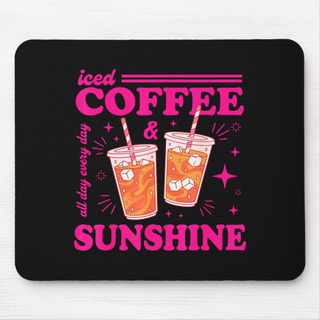 Retro Eiskaffee & Sonnenschein lustiger Sommer Mousepad (Vorne)