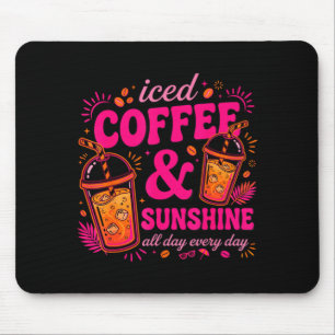 Retro Eiskaffee & Sonnenschein lustiger Sommer Mousepad