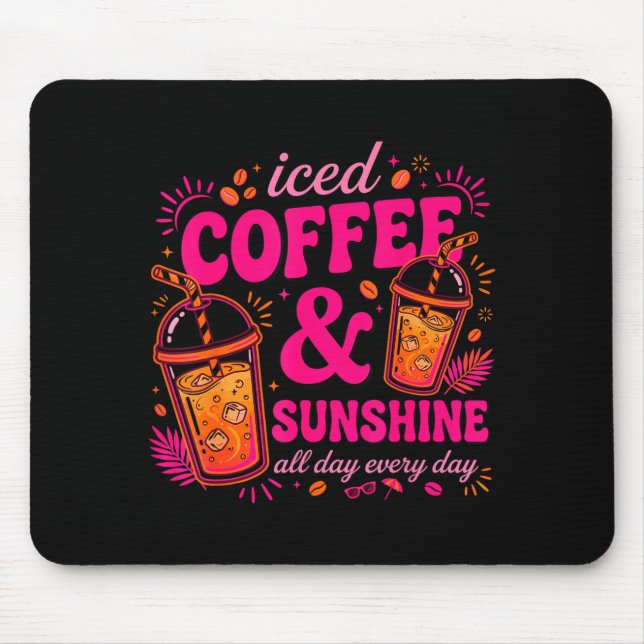 Retro Eiskaffee & Sonnenschein lustiger Sommer Mousepad (Vorne)