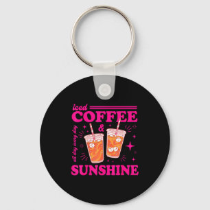 Retro Eiskaffee & Sonnenschein lustiger Sommer Schlüsselanhänger