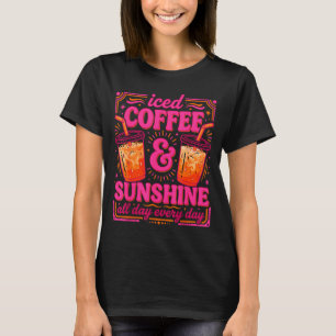 Retro-Eiskaffee & Sonnenschein lustiger Sommer T-Shirt