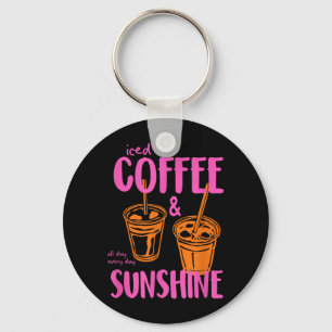 Retro Eiskaffee und Sonnenschein Kaffeeliebhaber S Schlüsselanhänger
