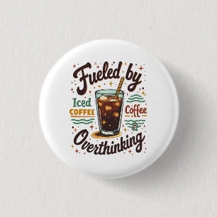 Retro-Eiskaffee und Überdenken Lustiges Grafikdesi Button