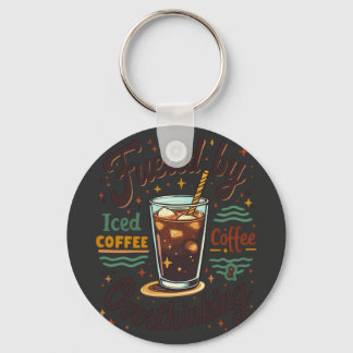 Retro-Eiskaffee und Überdenken Lustiges Grafikdesi Schlüsselanhänger