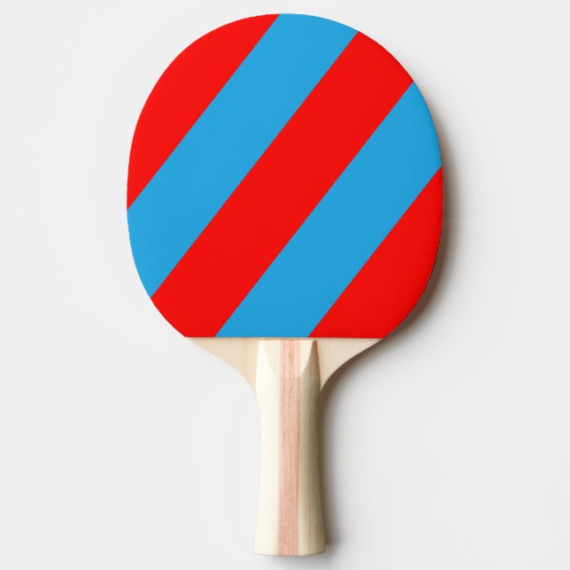 Retro Electric Blue Red Drei fette Streifen Tischtennis Schläger (Vorderseite)