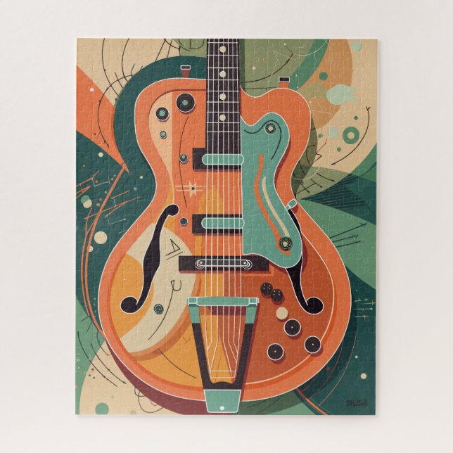 Retro Electric Gitarre Illustration Puzzle (Vertikal)