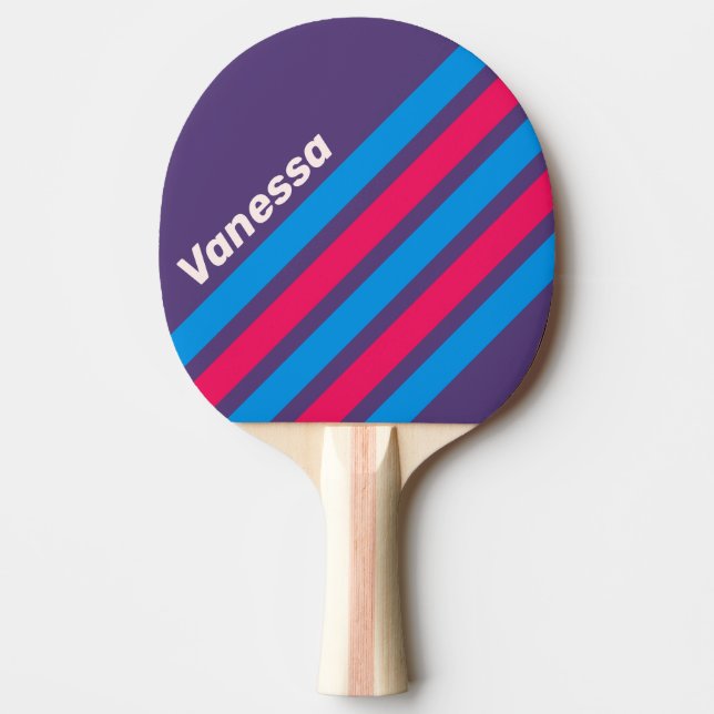 Retro Electric Grape Angled Striping with Name Tischtennis Schläger (Vorderseite)