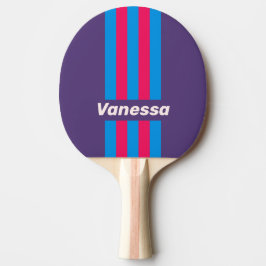 Retro Electric Grape Pin Streifen mit Namen Tischtennis Schläger