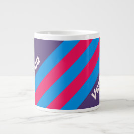 Retro Electric Grape Stripes with Name Jumbo-Tasse