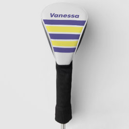 Retro Electric Lemon Grape Across Stripe with Name Golf Headcover