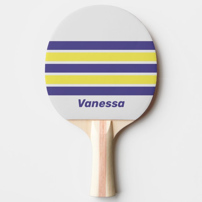 Retro Electric Lemon Grape Across Stripe with Name Tischtennis Schläger (Vorderseite)