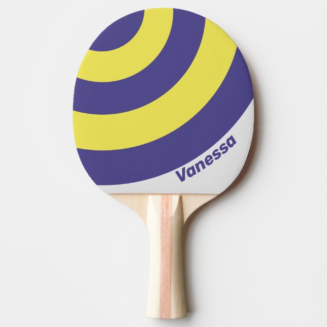 Retro Electric Lemon Grape Circle Stripe with Name Tischtennis Schläger (Vorderseite)