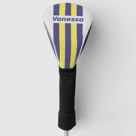 Retro Electric Lemon Grape Pin Stripes with Name Golf Headcover