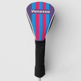 Retro Electric Trauben Pin Streifen mit Namen Golf Headcover