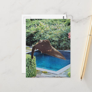 Retro-Elefant im Pool surreale Collage Postkarte