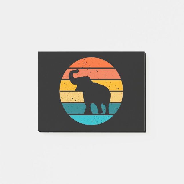 Retro-Elefant Post-it Klebezettel (Vorderseite)
