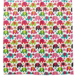 Retro Elefant scherzt Mustertapete Duschvorhang