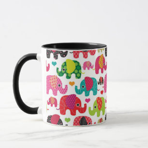 Retro Elefant scherzt Mustertapete Tasse