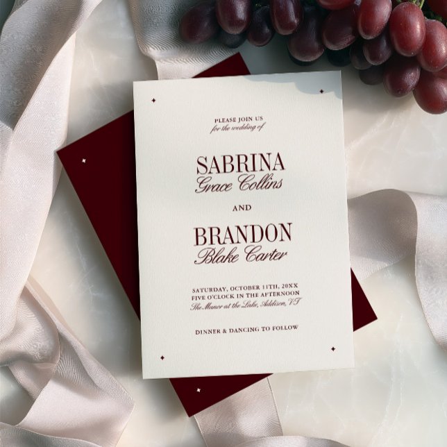Retro Elegant Burgundy & Ivory Formal Wedding Einladung (Retro Elegant Burgundy & Ivory Formal Wedding Invitation)