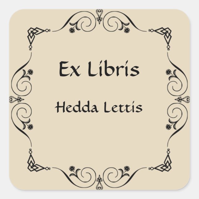 Retro Elegant Floral Geblüht Buchzeichen Quadratischer Aufkleber (Vorderseite)