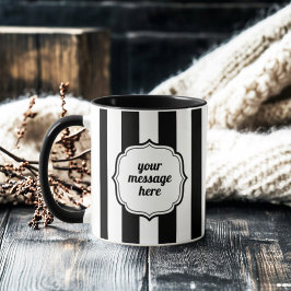 Retro Elegant Personalized Black and White Stripe Tasse