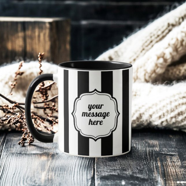Retro Elegant Personalized Black and White Stripe Tasse (retro elegant personalized black and white stripe mug)