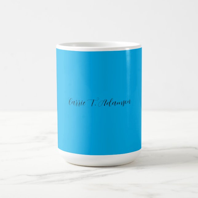 Retro Elegant Schlicht Sky Blue Calligraphy Name Kaffeetasse (Mittel)