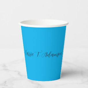Retro Elegant Schlicht Sky Blue Calligraphy Name Pappbecher