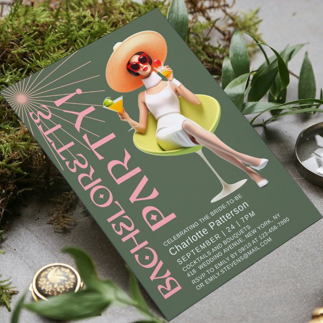 Retro Elegante Cocktails Junggeselinnen-Abschied Einladung (Von Creator hochgeladen)