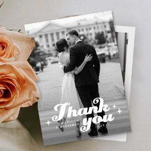 Retro Elegante Hochzeit Dankeskarte