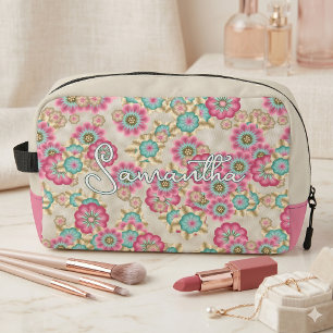Retro elegante Kirschblüten-Muster-Kosmetiktasche Waschbeutel